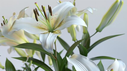 Elegant Blooming Lilies with Buds Cut Out in 8K Resolution

