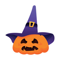 Evil Halloween pumpkin on isolated background.