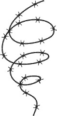 Twisted barbed wire silhouettes Steel black wire barb fence frames. Concept of protection, danger or security