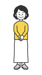 シニア女性の全身イラスト