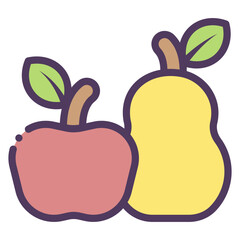 apple and pear fruits icon