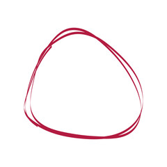 Single red doodle pencil drawn oval circle. One red grunge oval circle for highlighting 