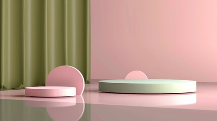 Soft Pink Podium for Modern Luxury Beauty Treatment Product Displays, Ideal 3D Background for High-End Cosmetic Showcases