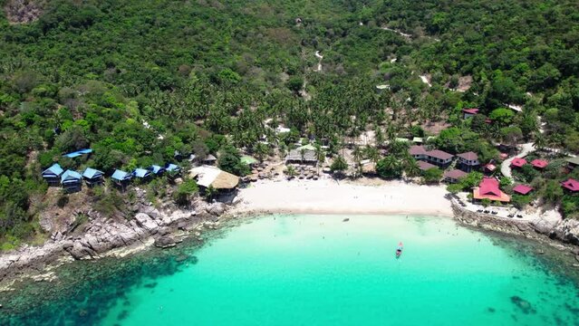 Drone view of Aow Luek Beach, Koh Tao, Thailand