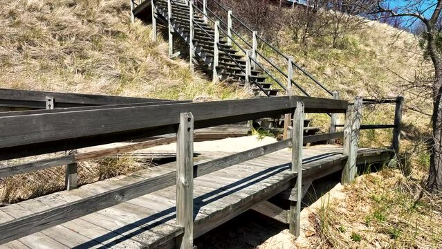 Low height walkway along sand dunes.