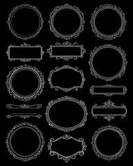 Set line art frame vintage ornament decoration	