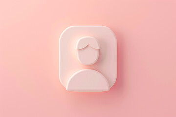 A 3D user profile icon, on a pastel powder pink background 