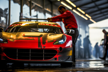 Racing Car in the Pit Lane. Generative AI