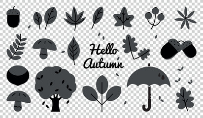 Cute Autumn Icons Set - Different Beautiful Vector Illustrations Isolated On Transparent Background