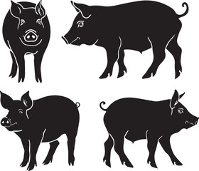 set of pigs silhouette