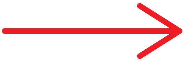 Straight long arrow, left thin line, blue cursor, horizontal element, thick pointer vector icon isolated on white background. Simple illustration