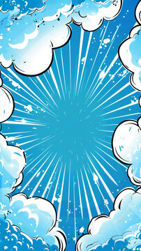 blue sky with clouds with comic concept