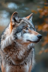Obraz premium Portrait of a wolf in nature