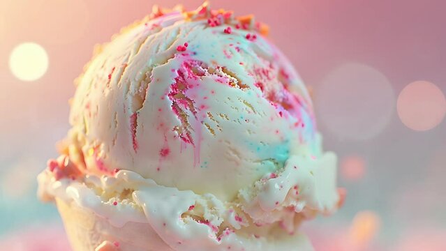 Close-up shoot of a tantalizing scoop of gourmet ice cream with creamy texture,