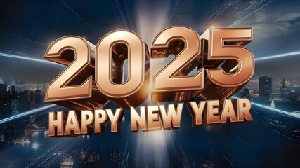 Happy new year 2025 colorful cinematic 3d render text design. Happy new year poster design. 2025 text design with cool cinematic style .