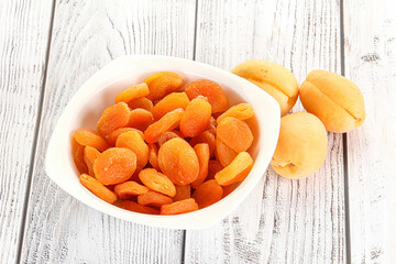 Dried apricot heap in the bowl