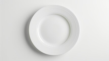 Top view of empty plate on white background 