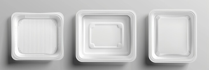 Realistic vector mockups of white plates, dishes, and food bowls for tableware. Clean and empty square and circular dinner plates made of ceramic or porcelain,  kitchenware for restaurants and homes