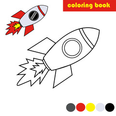 coloring book for kids, rocket vector