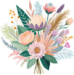 elegant bouquet vector, elegant flora vector for wedding invitation card