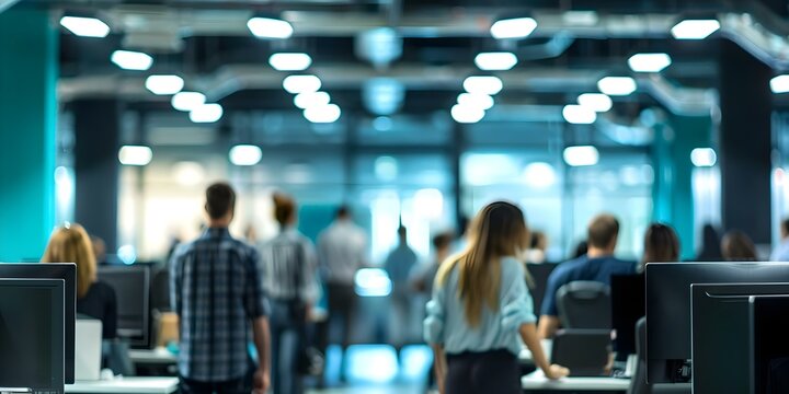 Casual office setting with blurred background and people in casual attire. Concept Office Photoshoot, Casual Attire, Blurred Background, Professional Portraits