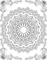 Printable Mandala Coloring Page for Adults. Educational Resources for School for Kids. Adults Coloring Book. Mandala Coloring Activity Worksheet.