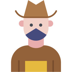 Vector Icon farmer, overalls, hat, caucasian, man