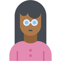 Vector Icon glasses wearing, woman, female, girl, nerd