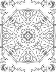 Printable Mandala Coloring Page for Adults. Educational Resources for School for Kids. Adults Coloring Book. Mandala Coloring Activity Worksheet.