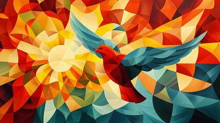 Vibrant Cubist Composition Symbolizing International Day of Peace - Powered by Adobe