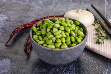 Bowl of delicious edamame beans