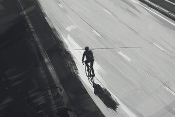 a cyclist rides on the highway