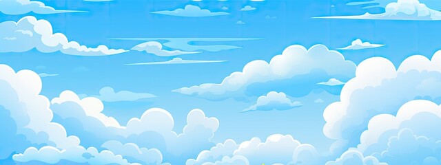 Blue sky with white clouds in anime style