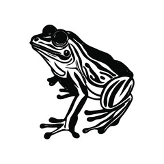 Frog Animal black silhouette vector with white color background