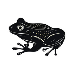 Frog Animal black silhouette vector with white color background