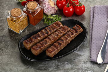 Grilled beef kebab minced meat