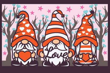 Valentine Gnome Shadow Box Background