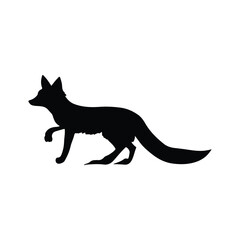 Fox Animal black silhouette vector with white color background