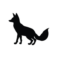 Fox Animal black silhouette vector with white color background