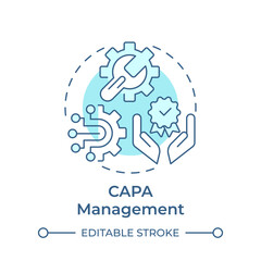CAPA management soft blue concept icon. Processes organization, quality improvement. Round shape line illustration. Abstract idea. Graphic design. Easy to use in infographic, presentation