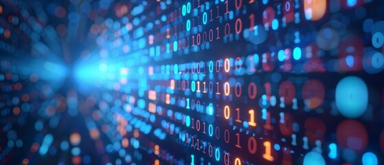 Abstract digital patterns of binary code form a backdrop for the secure data concept, symbolizing the digital infrastructure of security  8K , high-resolution, ultra HD,up32K HD
