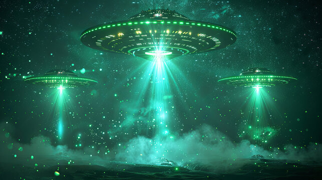 Green Unidentified Flying Object Or UFO Or Unidentified Anomalous Phenomenon Or UAP 