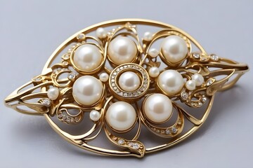 Vintage brooch pin with faux pearls costume jewelry fashion accessory great gift Generative AI