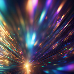 Holographic texture envelopes the background shimmering with iridescent colors