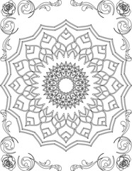 Printable Mandala Coloring Page for Adults. Educational Resources for School for Kids. Adults Coloring Book. Mandala Coloring Activity Worksheet.