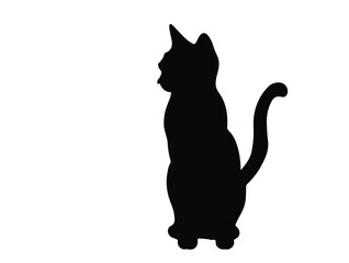 Cat Animal black silhouette vector with white color background