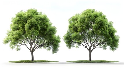 Majestic Twin Trees in Verdant Landscape