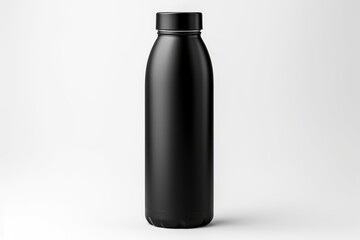 black reusable aluminum eco thermo bottle mockup