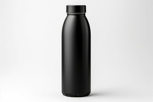 black reusable aluminum eco thermo bottle mockup