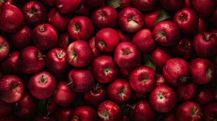 Numerous crimson apples, delectable and succulent, with apple backdrop and superior image.